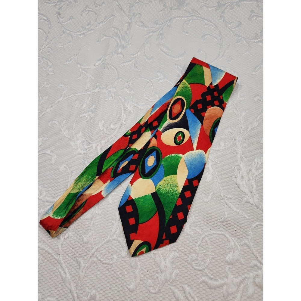 Vintage Pavone silk tie, geometric print, excellent